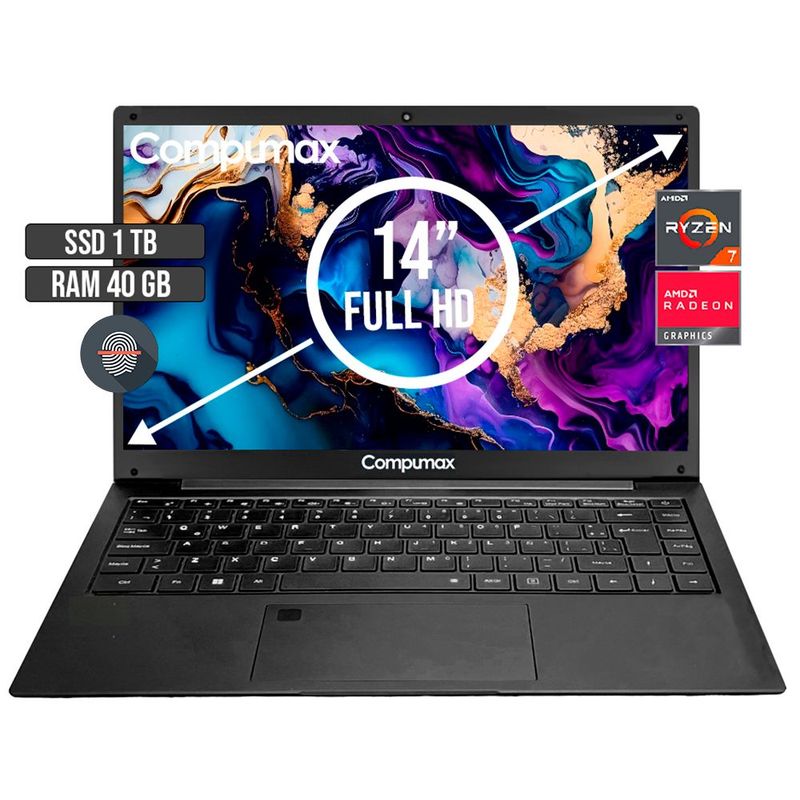 COMPUMAX - PORTATIL COMPUMAX AMD RYZEN 7-5700U SSD 1TB RAM 40GB LED 14 FULL HD