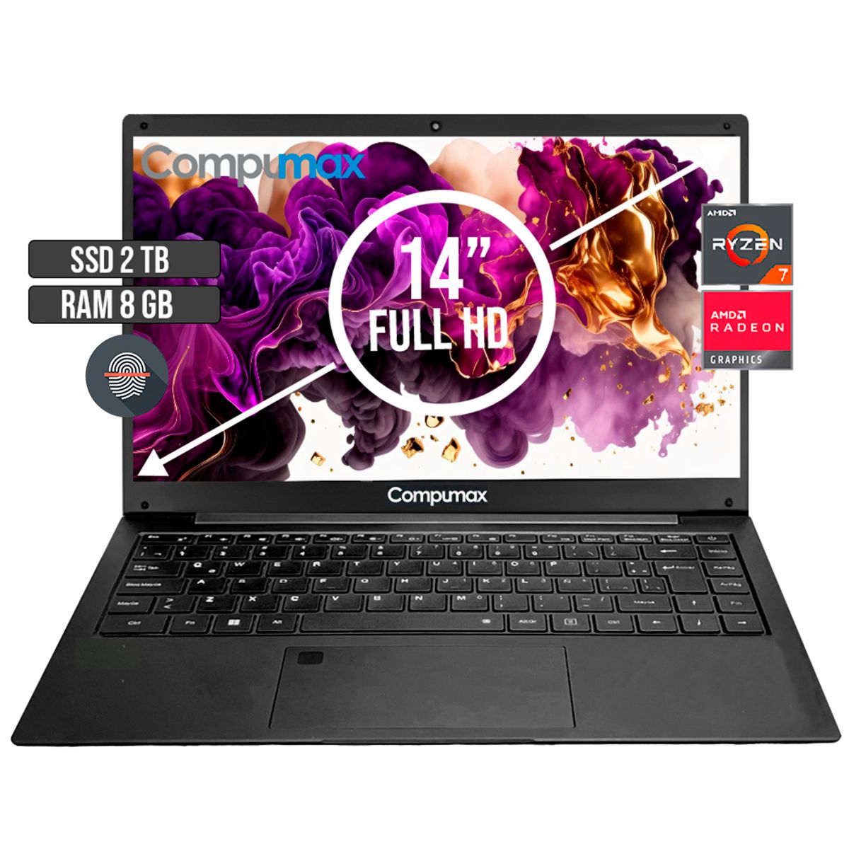 COMPUMAX - PORTATIL COMPUMAX AMD RYZEN 7-5700U SSD 2TB RAM 8GB LED 14 FULL HD