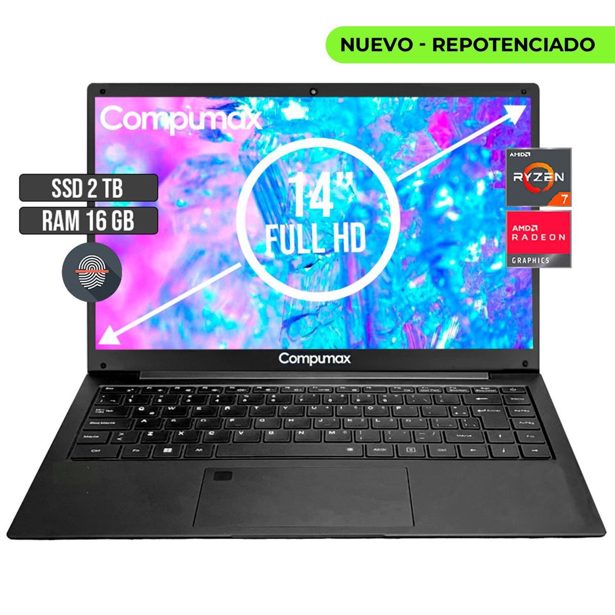 COMPUMAX - PORTATIL COMPUMAX AMD RYZEN 7-5700U SSD 2TB RAM 16GB LED 14 FULL HD