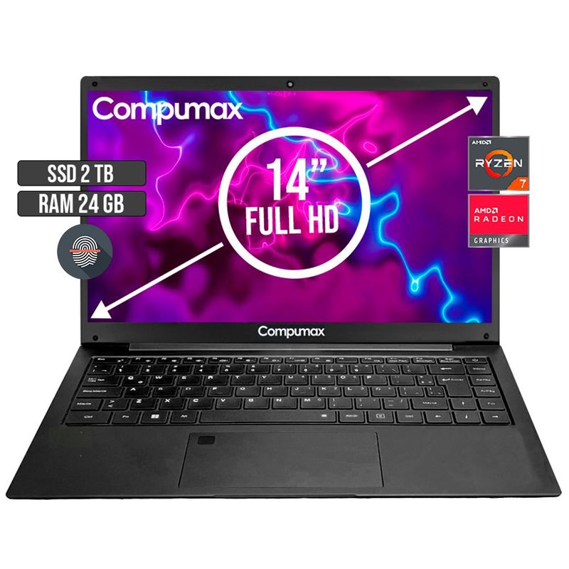 COMPUMAX - PORTATIL COMPUMAX AMD RYZEN 7-5700U SSD 2TB RAM 24GB LED 14 FULL HD