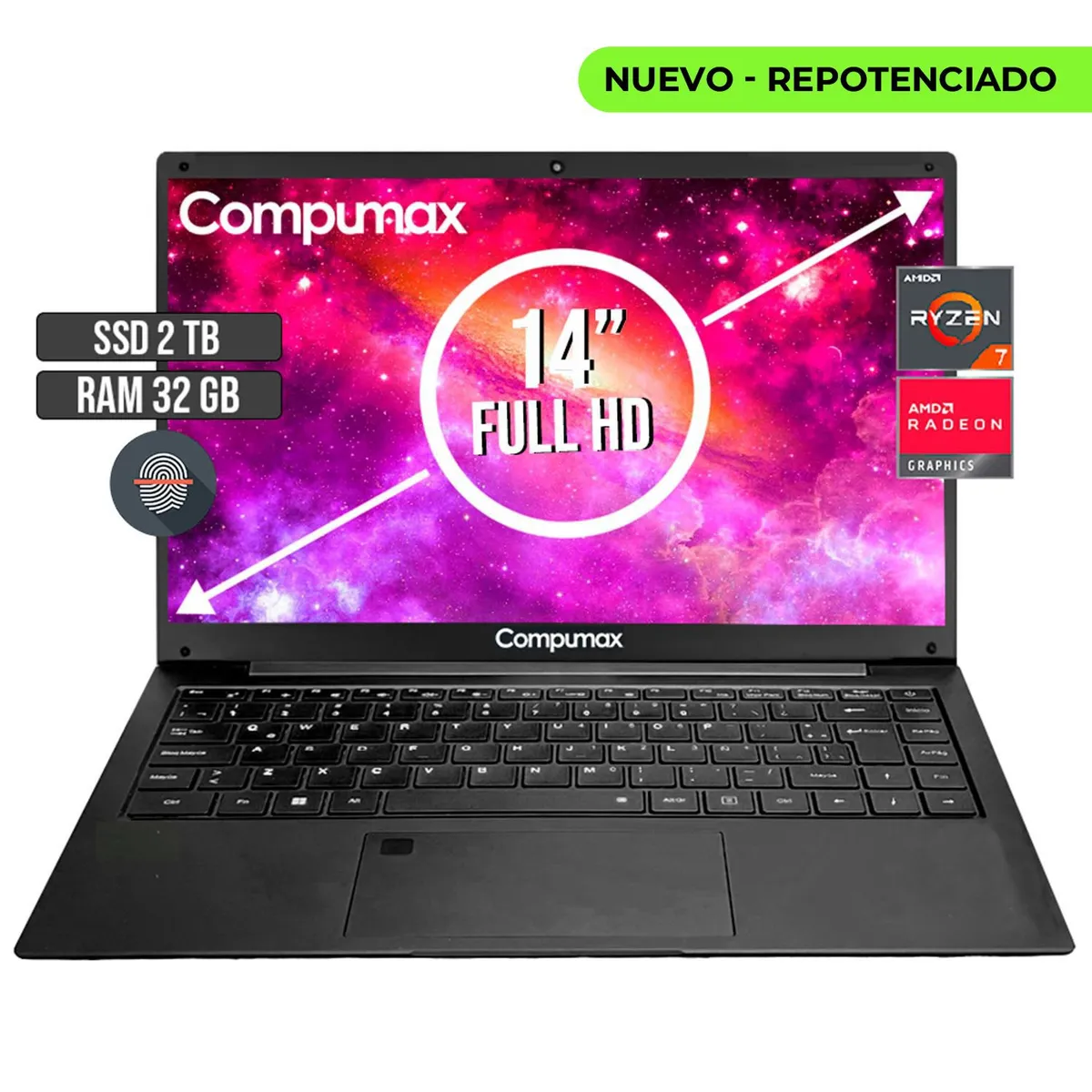 COMPUMAX - Portátil Compumax AMD Ryzen 7 5700U 32GB RAM 2TB SSD 14" FHD