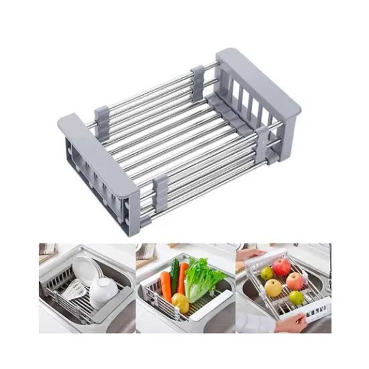 SHEN HUANG - Secador De Platos Y Alimentos Expandible En Acero Inoxidable
