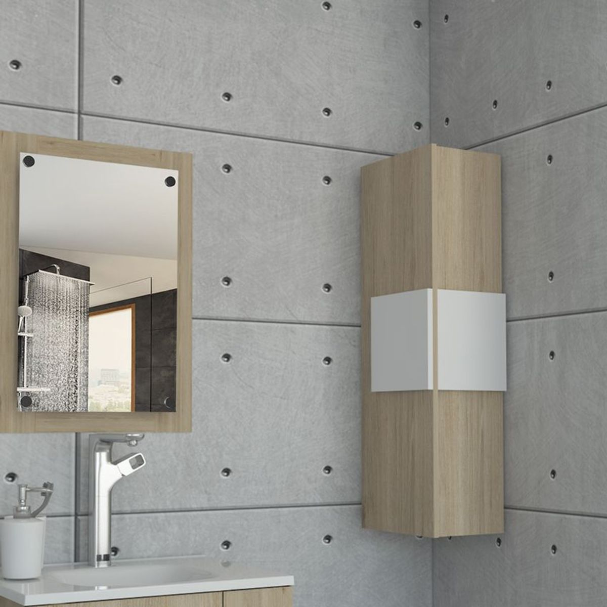 RTA MUEBLES - Mueble auxiliar de baño vanguard Rovere Blanco mrb 3824