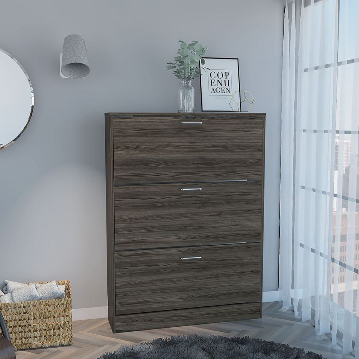 RTA MUEBLES - Zapatero z-94 18p coñac+blanco 128, rta muebles zcb 5417