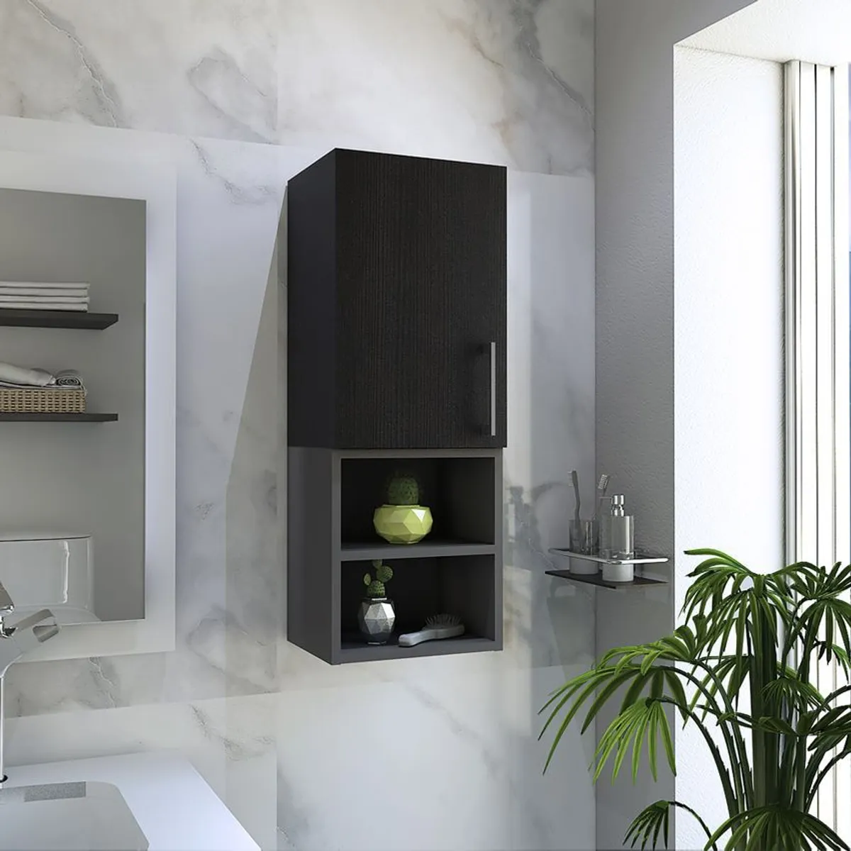 RTA MUEBLES - Mueble auxiliar de baño madrid Wengue+Blaco mwp 3819