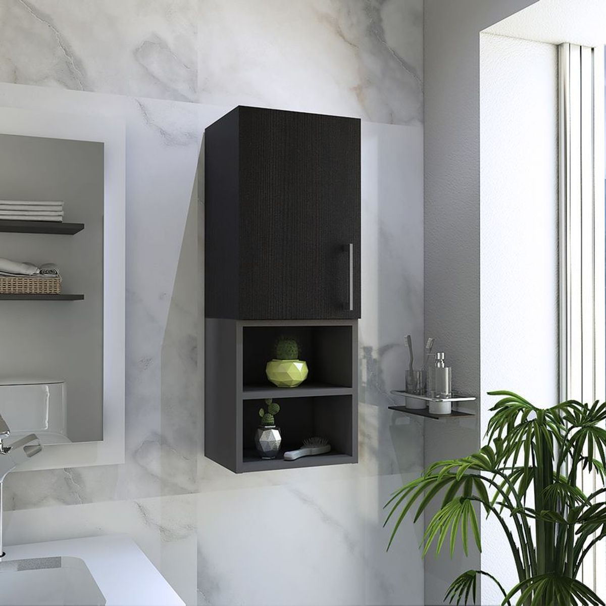 RTA MUEBLES - Mueble auxiliar de baño madrid Wengue+Blaco mwp 3819