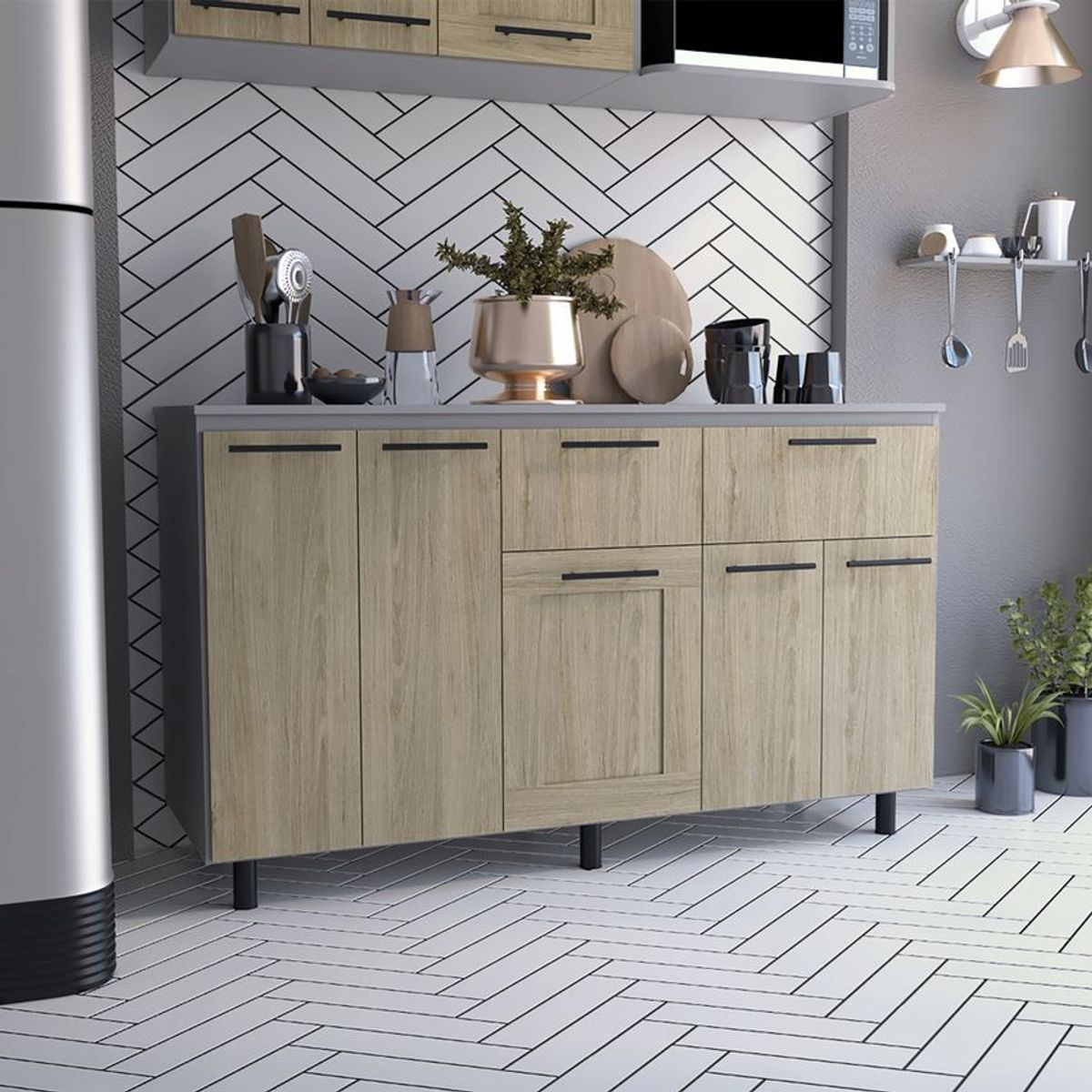 RTA MUEBLES - Modulo inferior 150 kitchen hasselt macadamia/blanco mir 7367