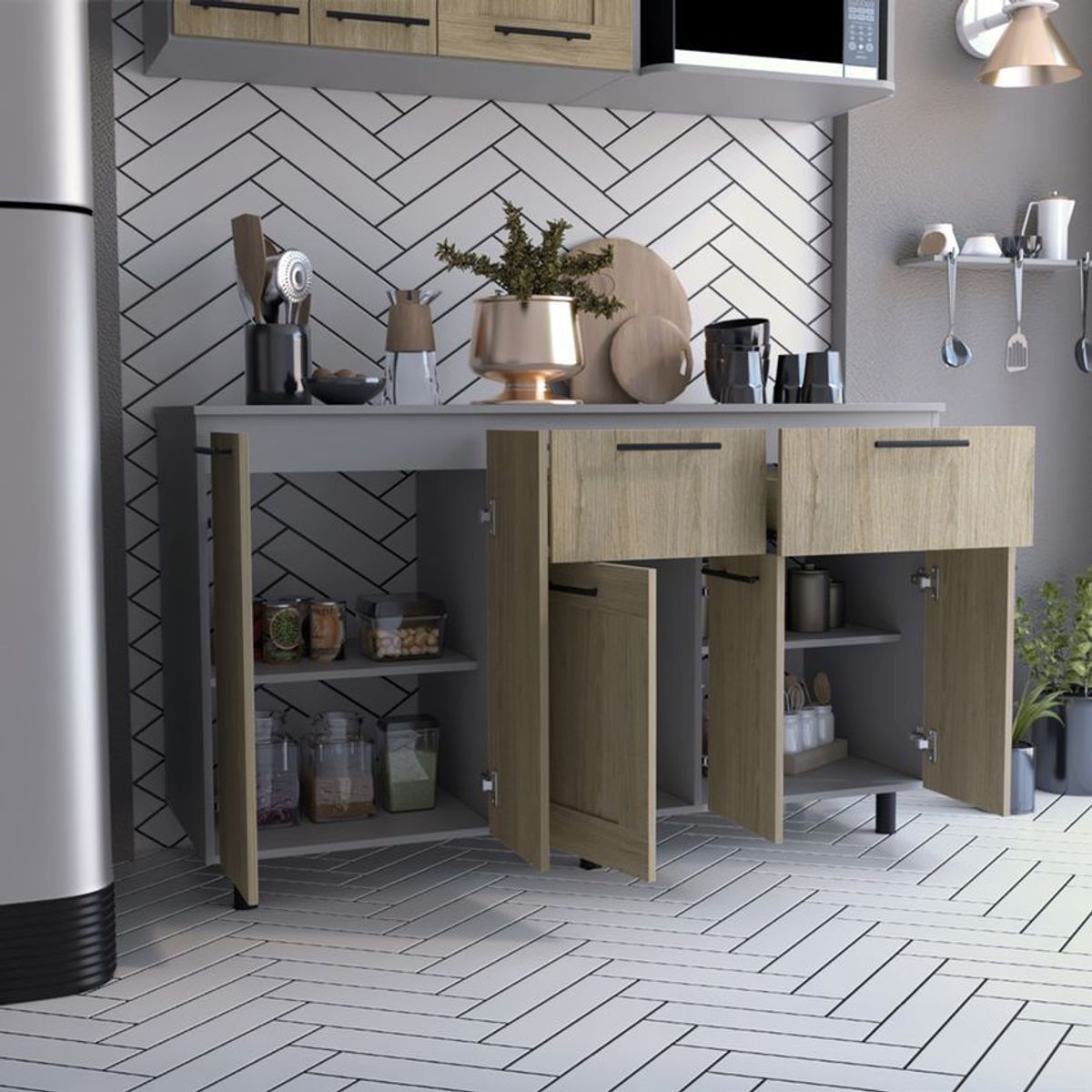 RTA MUEBLES - Modulo inferior 150 kitchen hasselt macadamia/blanco mir 7367