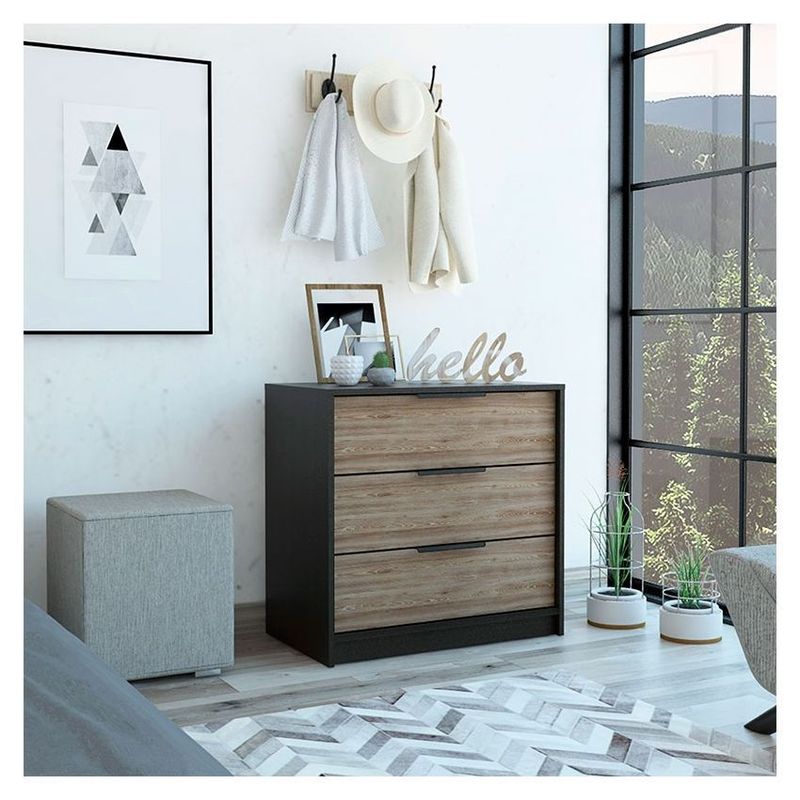 RTA DESIGN - Cómoda 3 cajones kaia wengue + miel 68,7x70x41,3 rta muebles