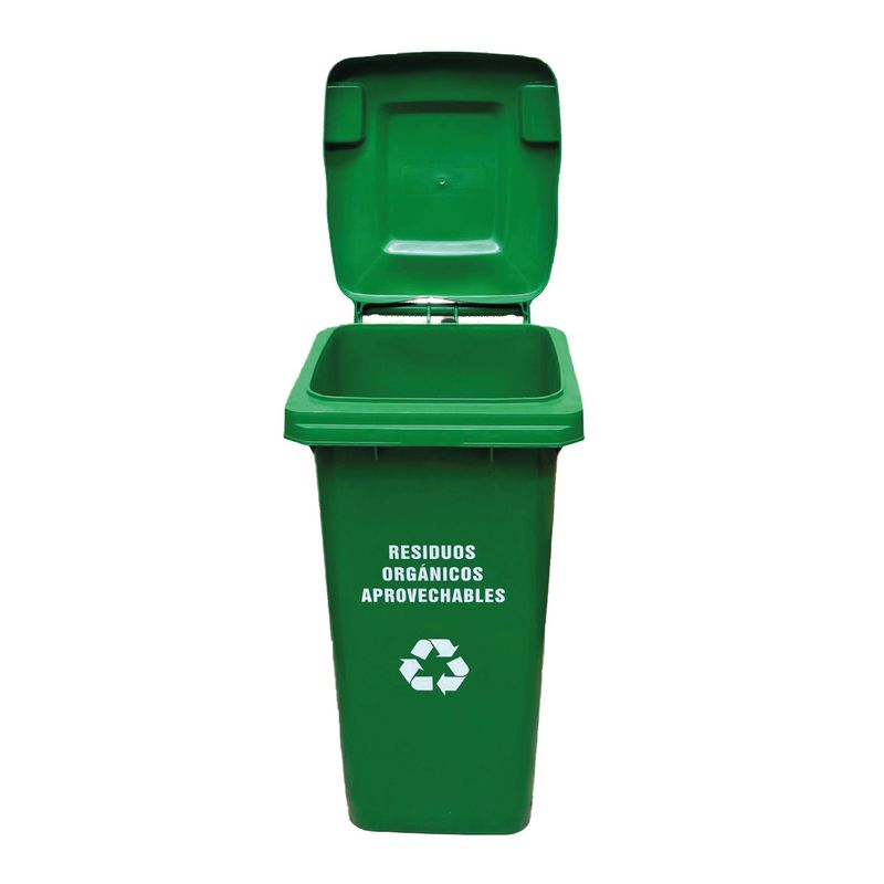 TRIPLE CLEAN - Contenedor de basura de 120 litros verde