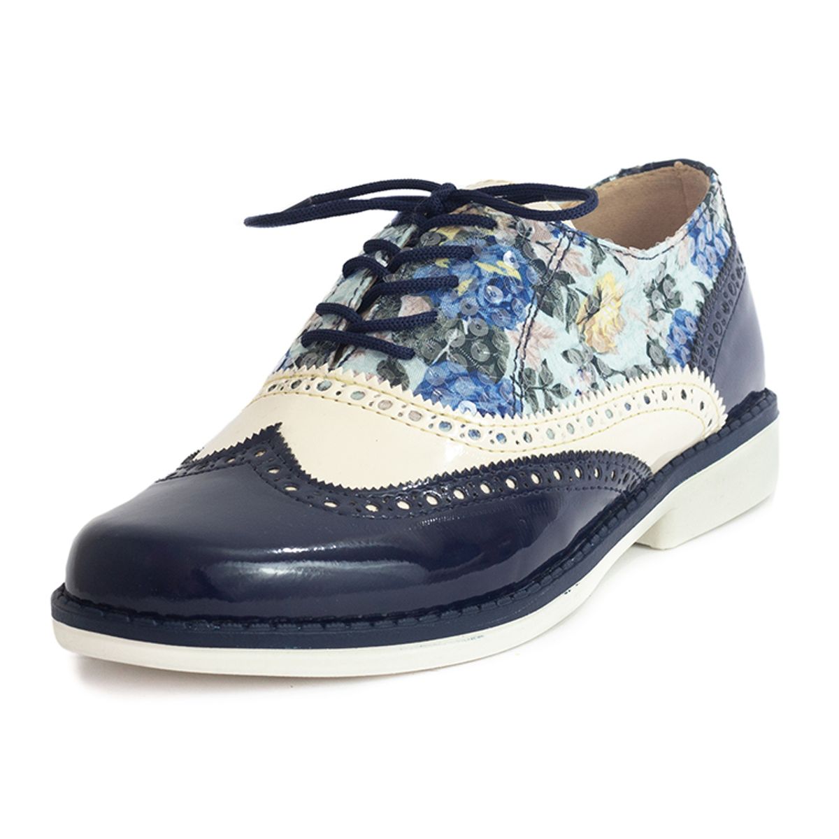 BALLERINA - Zapato Oxford Azul x Beige Ballerinas Marlos