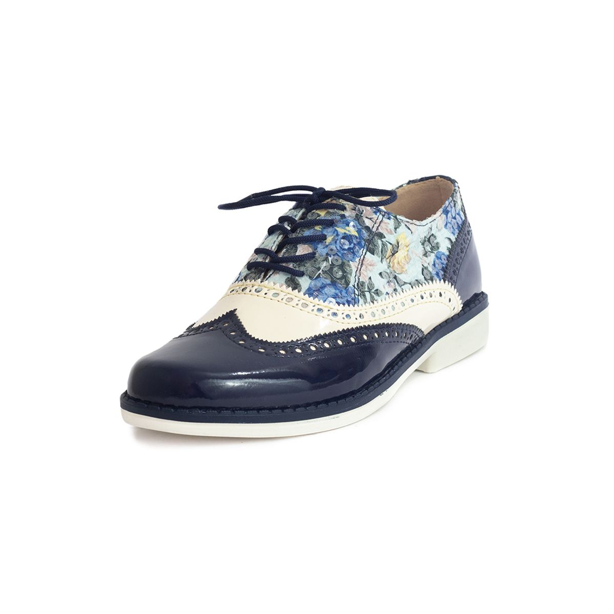 BALLERINA - Zapato Oxford Azul x Beige Ballerinas Marlos