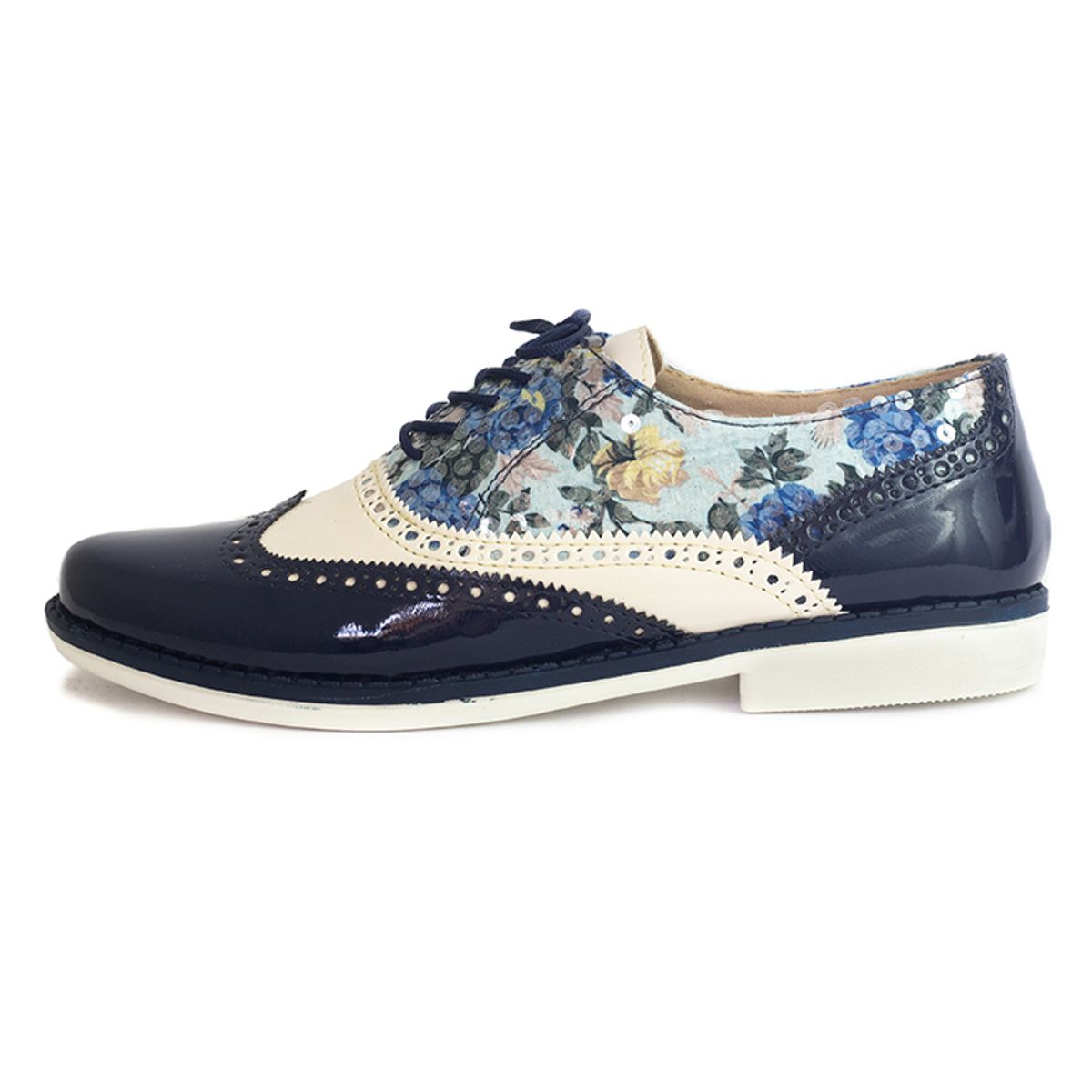 BALLERINA - Zapato Oxford Azul x Beige Ballerinas Marlos