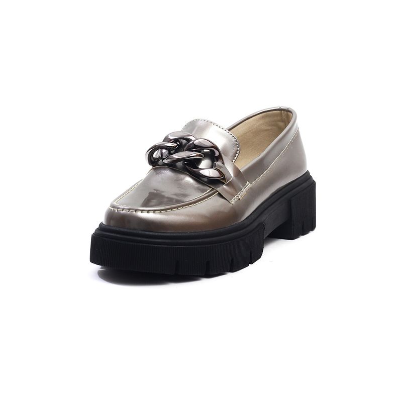 BALLERINA - Mocasines Gris Plata Con Cadena Ballerinas Fiona