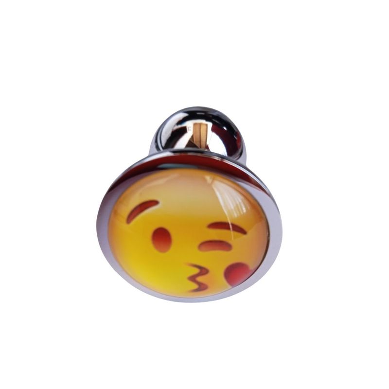 GENERICO - Plug anal Metálico Emoji Besitos Talla S redondo