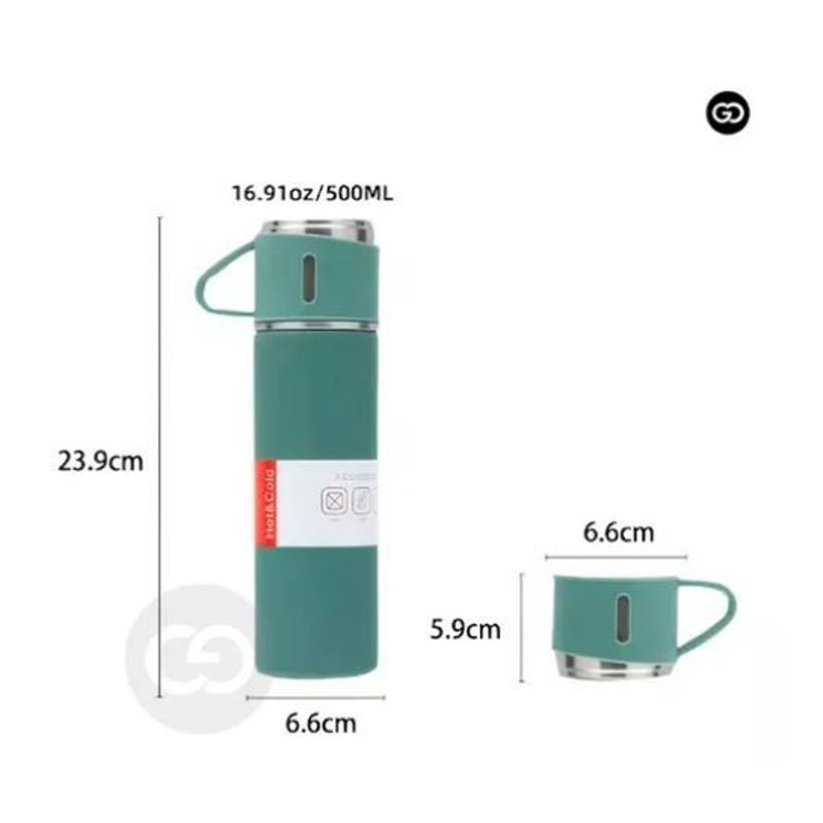 SHENGKE - Termo 500ml Acero Inoxidable Térmico 3 Tazas Estuche Regalo.