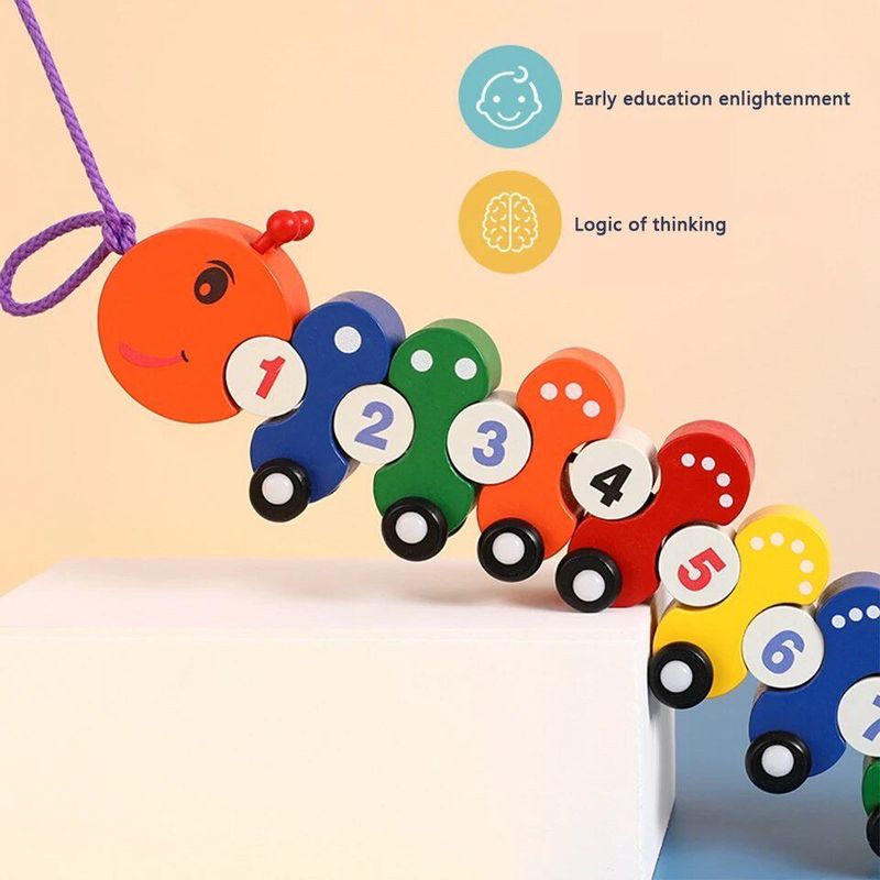 GENERICO - Juguete de Arrastre de Madera Niños Numeros Montessori