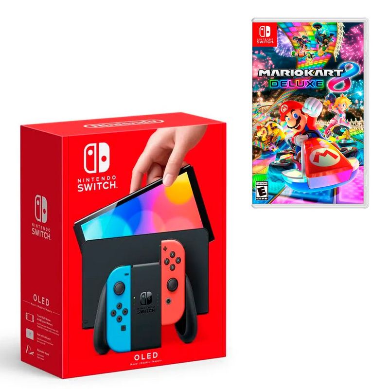 NINTENDO SWITCH - Consola Nintendo Switch Oled Neon + Mario Kart 8