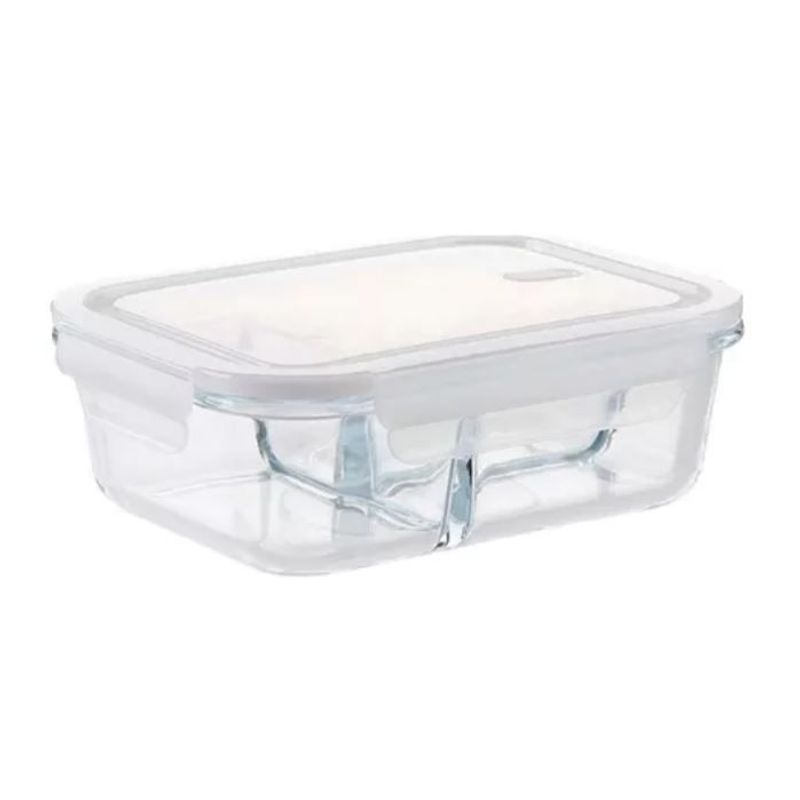 SHENGKE - Refractaria Porta Comida De Vidrio 2 Compartimientos 1 Litro.