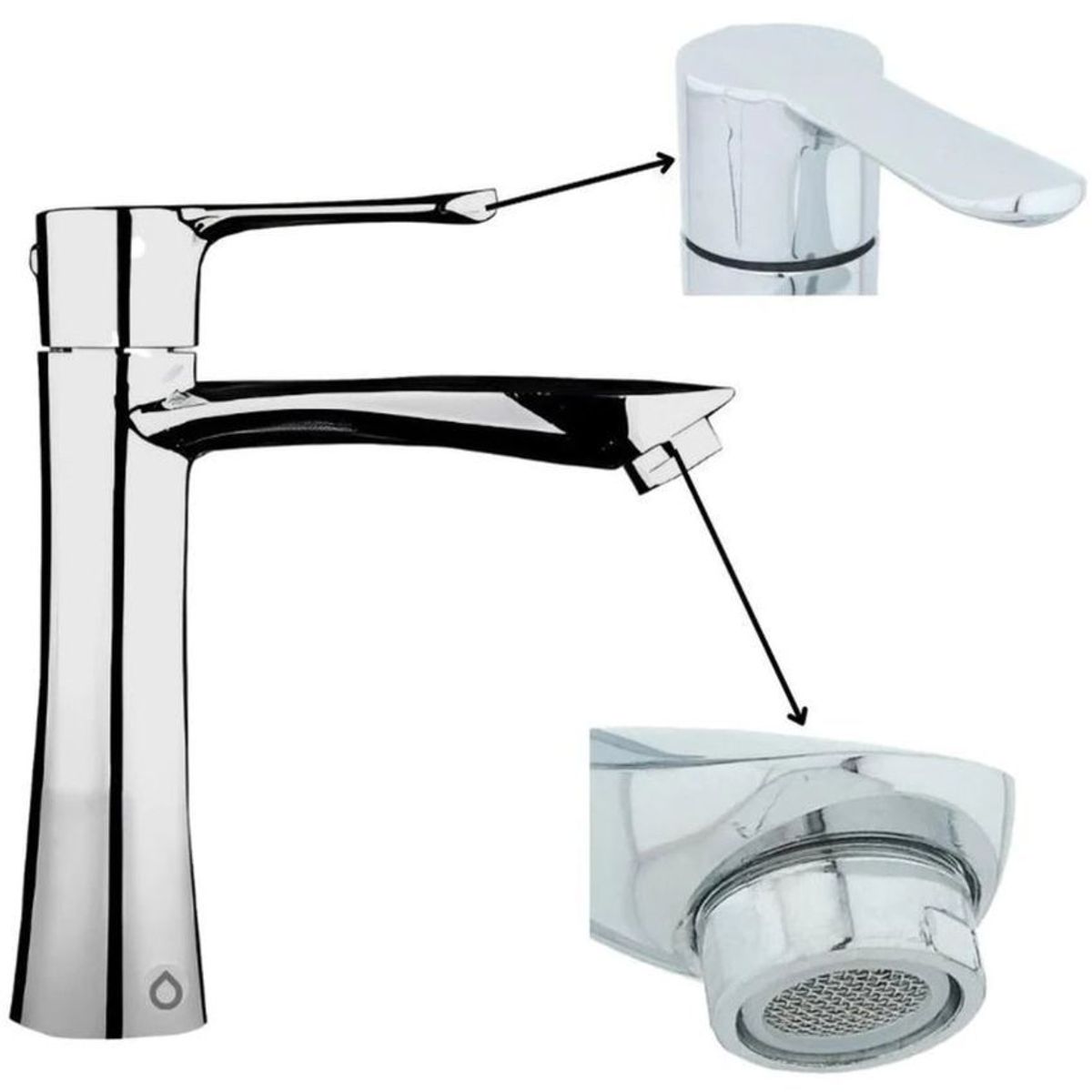 GENERICO - Llave lavamanos moderna manija plana  metal cromado