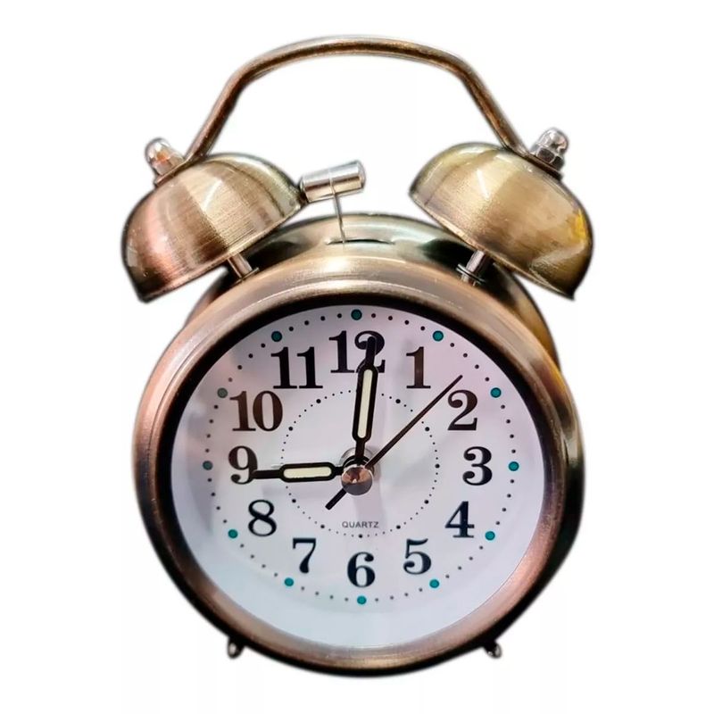 GENERICO - Reloj Grande Despertador Clasico Vintage Doble Campana Reloj Bronce