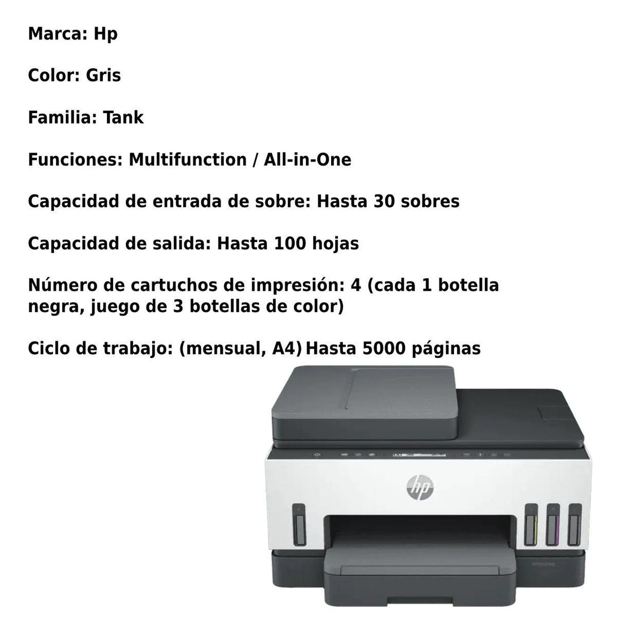 HP - Impresora Multifuncional Hp Smart Tank 750 wifi