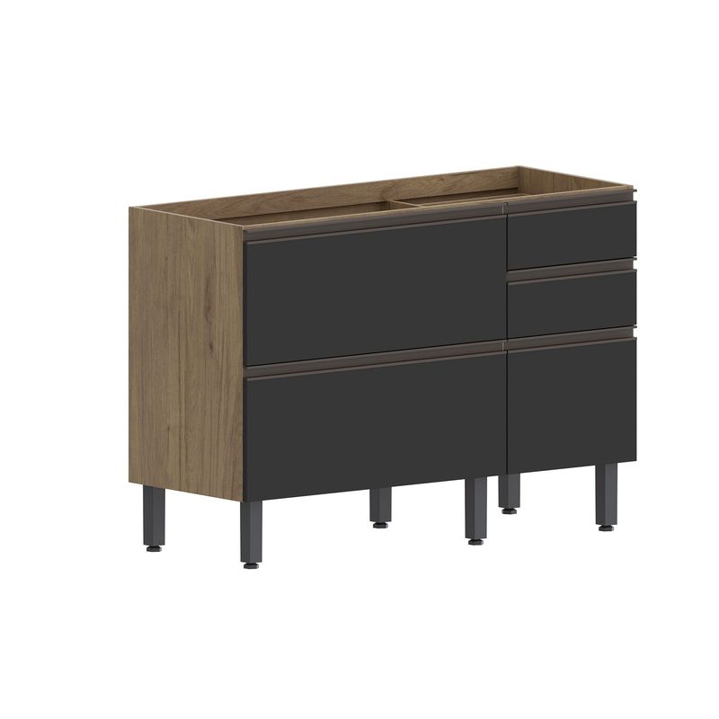 BERTOLINI - Mueble inferior cocina 120cm 2 puertas 3 cajones Sin Mesón - Gris