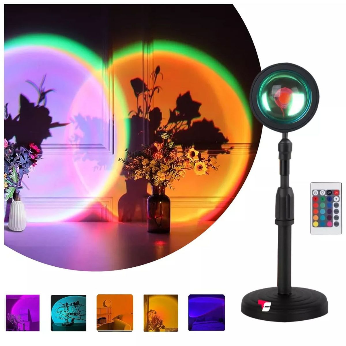 ONE PIXEL - Lampara Atardecer Multicolores Rgb De Arcoíris  Control