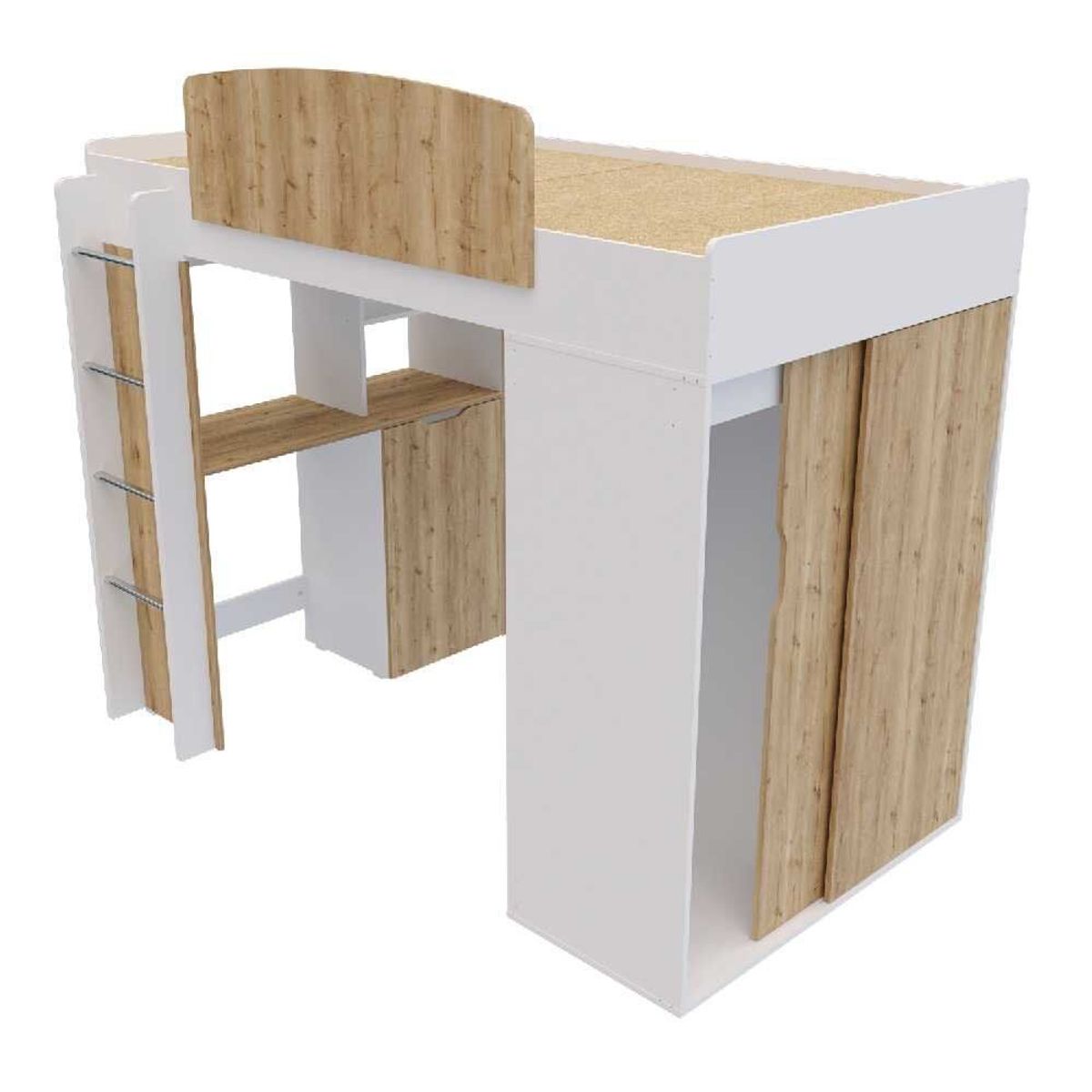 MADERKIT - Camarote multifuncional con escritorio y closet