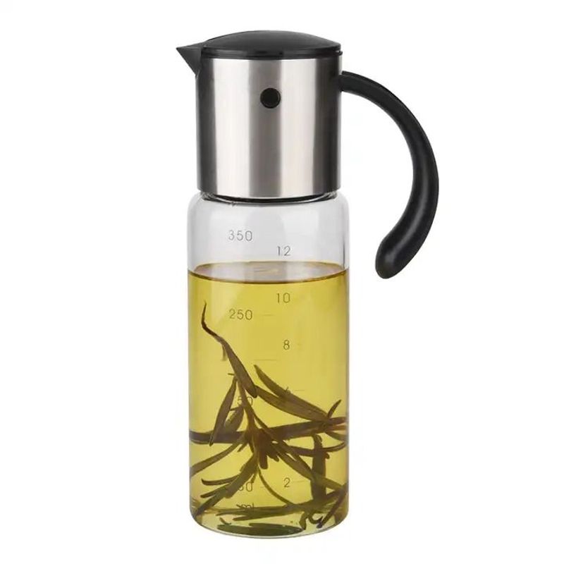 GENERICO - Botella Dispensadora De Aceite Vinagre- 350ml-Acero Inoxidable-Vidrio