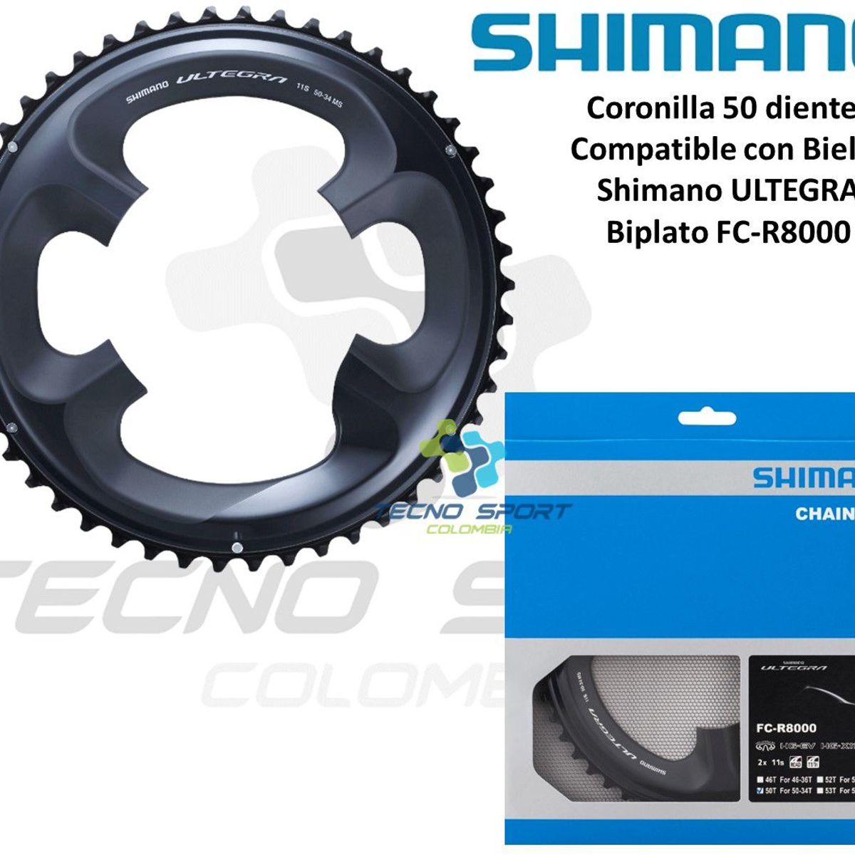SHIMANO - Plato Coronilla Shimano Ultegra R8000 11v Biplato 50 Dientes