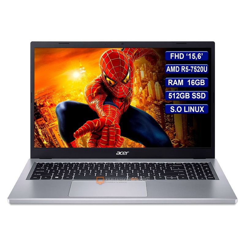 ACER - Portatil 15,6' Acer AMD R5-7520U Ram 16GB  512GB SSD Silver