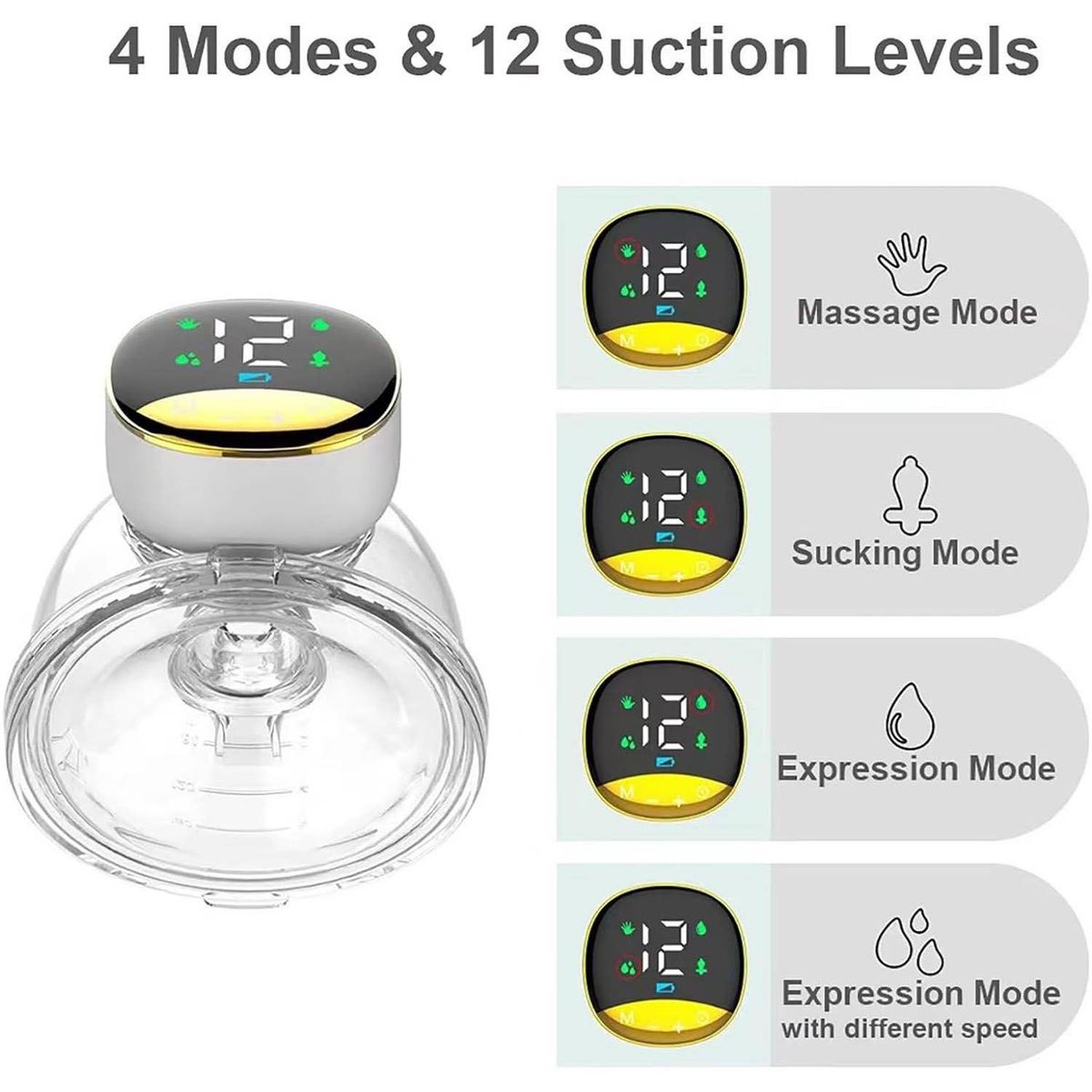 ONE PIXEL - Extractor Leche Silencioso Recargable Manos Libres Con Lcd_.