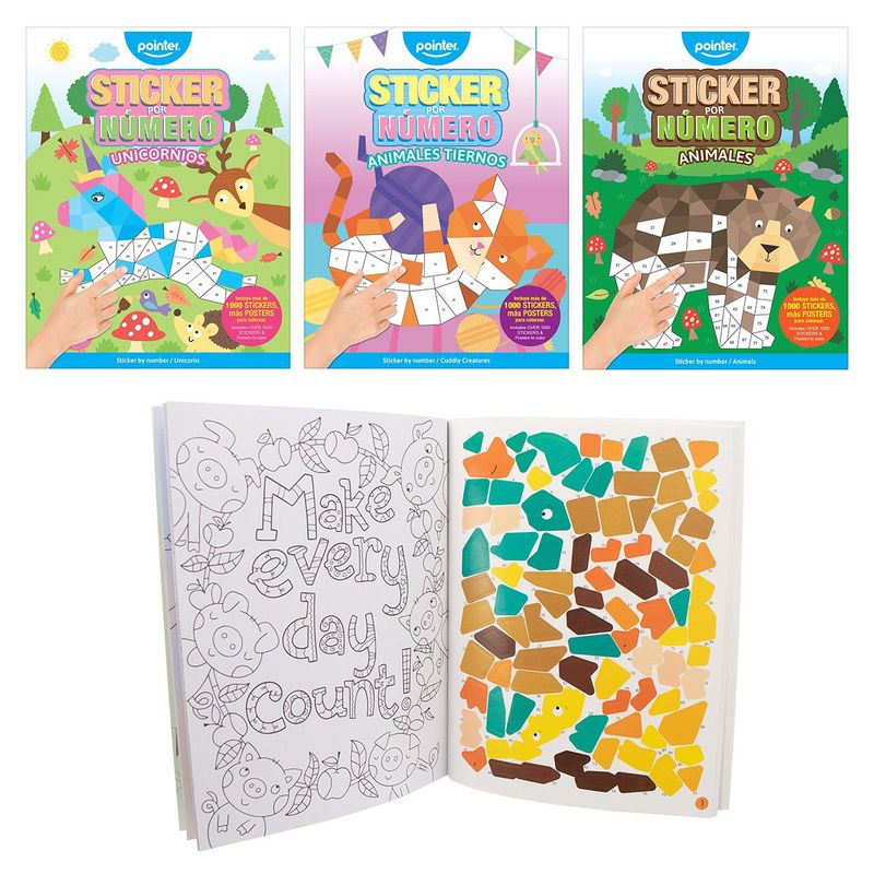 POINTER - Mi Primer Libro Para Pintar Por Números Con Stickers Animales Niños