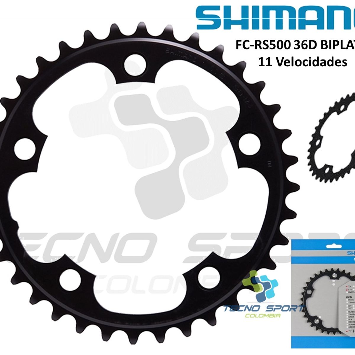 SHIMANO - Plato Coronilla Shimano Rs500 11v Biplato 36 D 5 Tornillos
