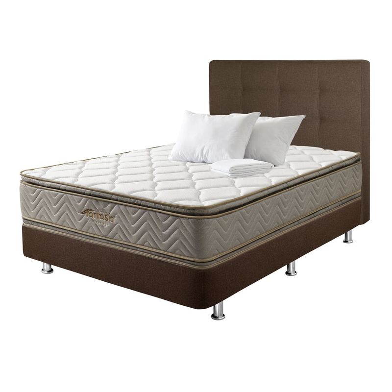 COLCHONES FANTASIA - Combo Galaxy+base Cama Cf+espaldar+2almohads+protect 140x190.