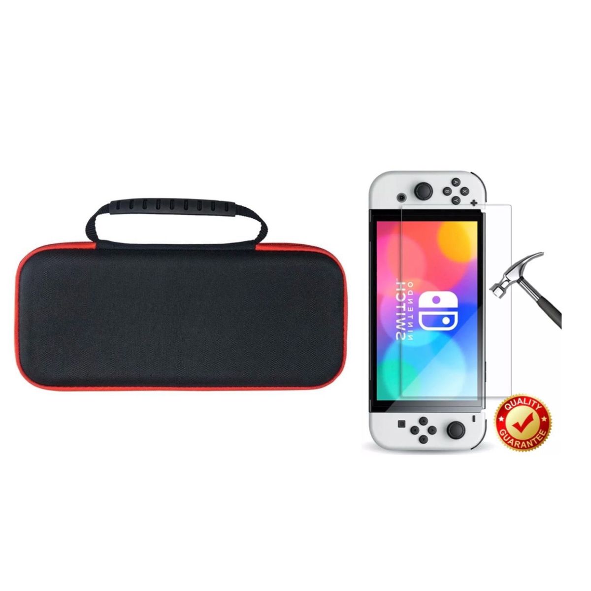 GENERICO - Estuche Rigido Con Mango  Vidrio Protector Para Switch Oled