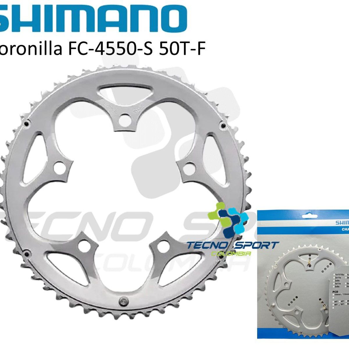 SHIMANO - Coronilla Bicicleta 50t Shimano Bcd110mm 5 Tornillos