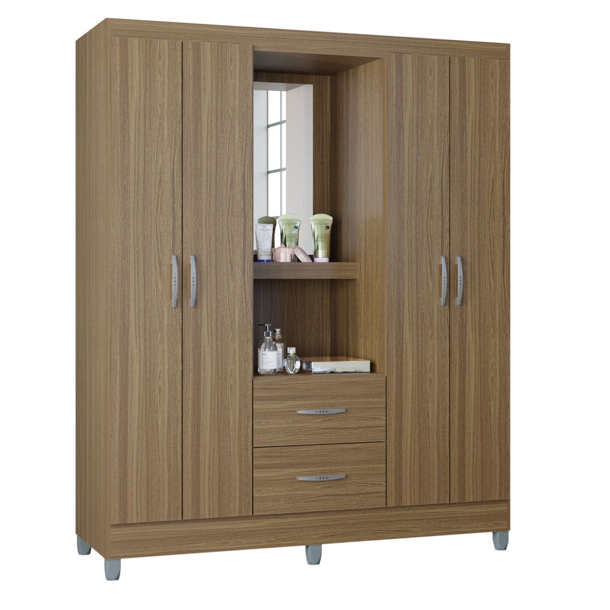 AKIVOY - Closet Cordoba 4 Puertas Color Castaño