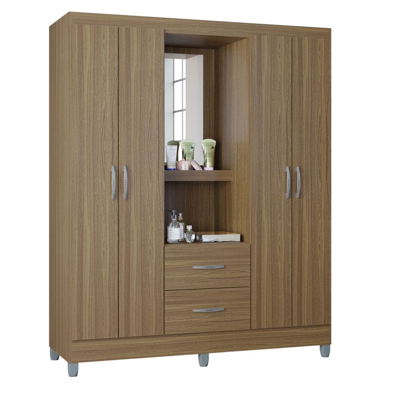 AKIVOY - Closet Cordoba 4 Puertas Color Castaño