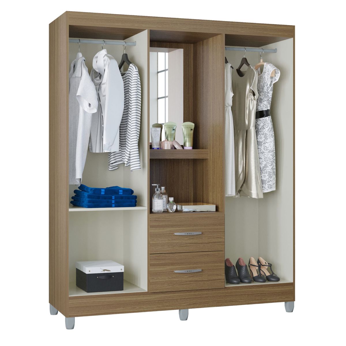 AKIVOY - Closet Cordoba 4 Puertas Color Castaño