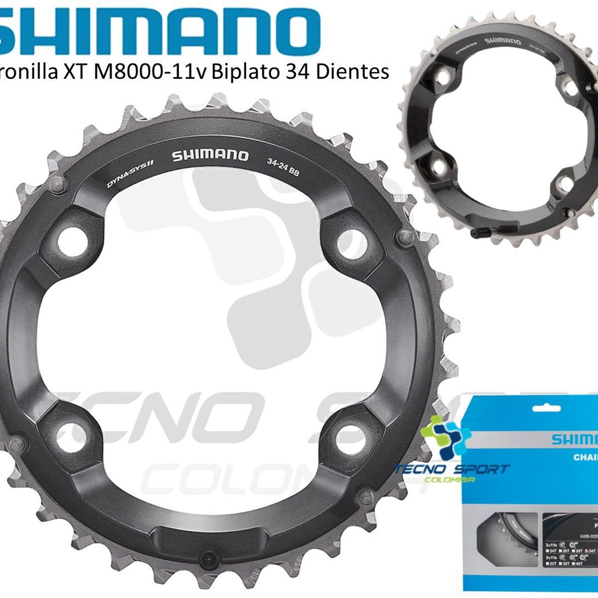 SHIMANO - Plato Coronilla Shimano Xt M8000 11v Biplato 34 Dientes