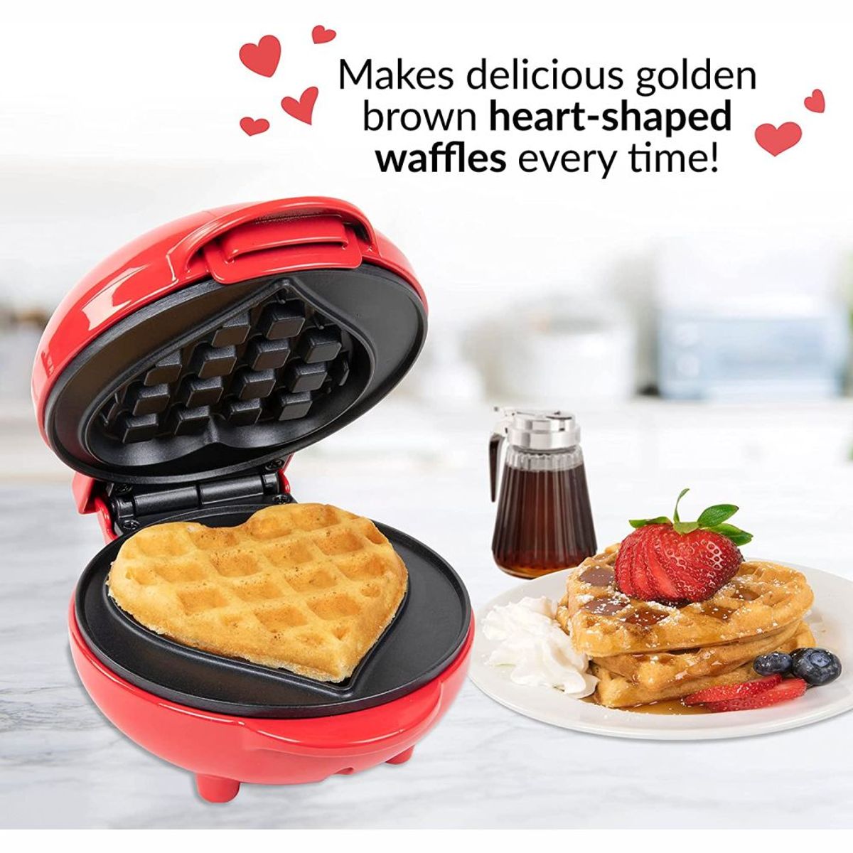 GENERICO - Mini Waflera Eléctrica Antiadherente Waffles Corazon350w