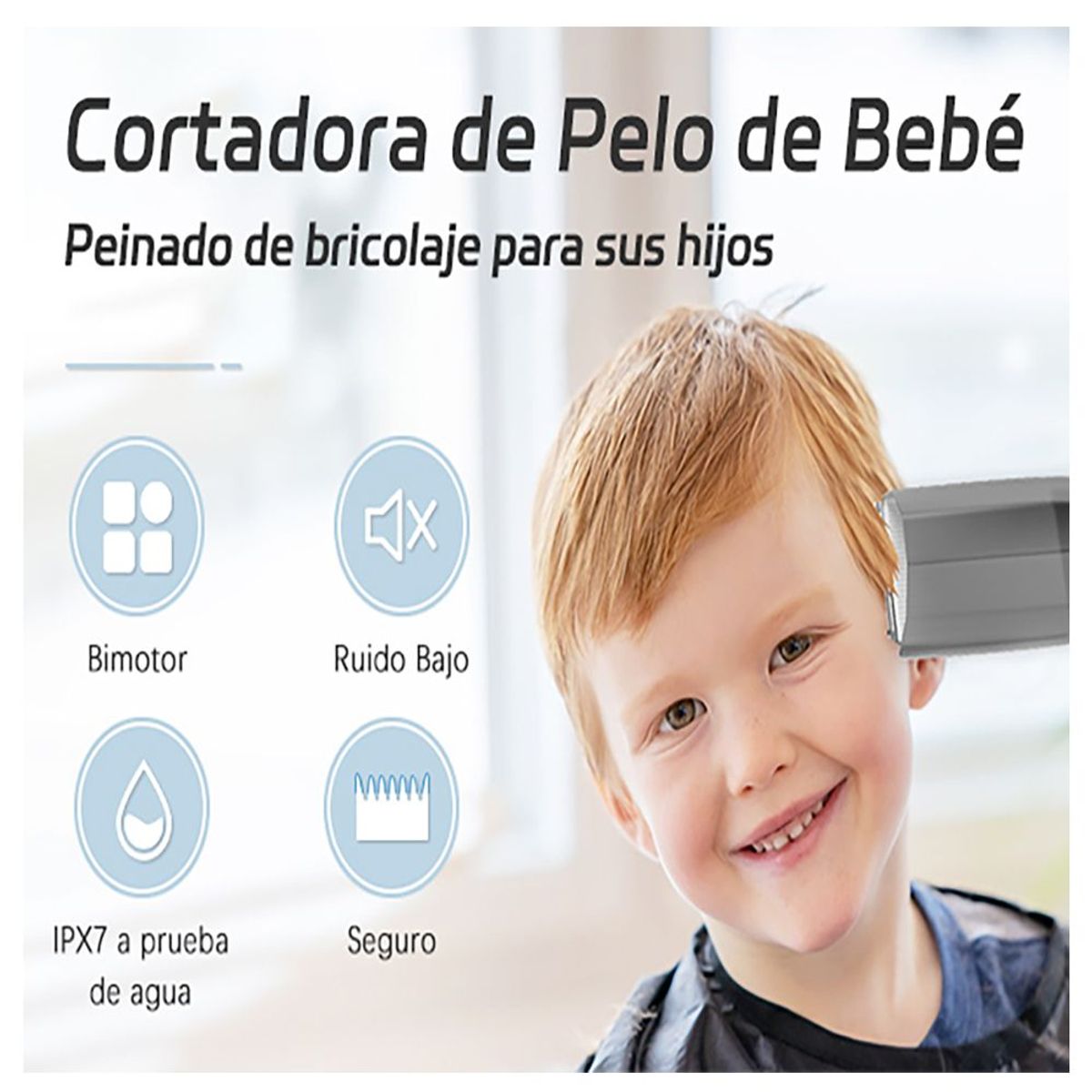 CARER SPARK - Cortapelos para bebés con succión automática y 3 protectores