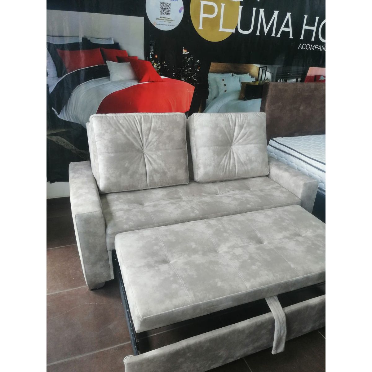 PLUMA HOME - SofaCama Mitta 2puestos  Multifuncional, Mueble con Pata Madera