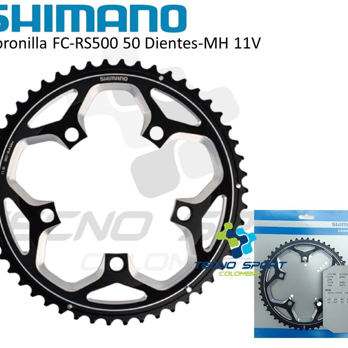 SHIMANO - Plato Coronilla Shimano Rs500 11v Biplato 50 Dientes 110mm