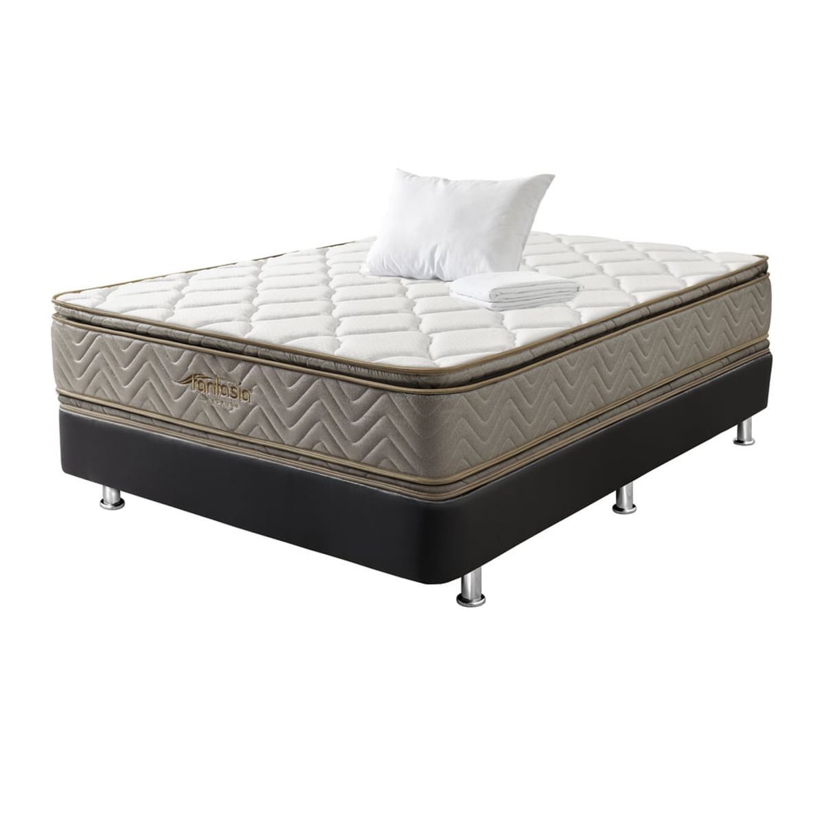 COLCHONES FANTASIA - Combo Galaxy+base Tipo C Negro+1almohada+protector 100x190