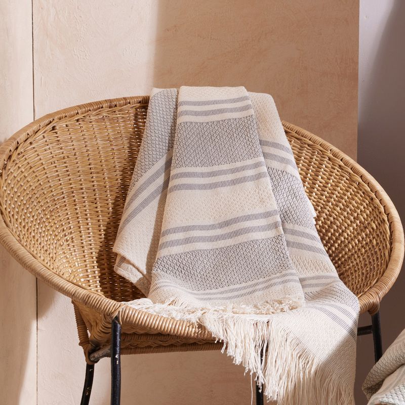 FATELARES - Manta Throw Galicia Crema Gris 130x180cm Fatelares