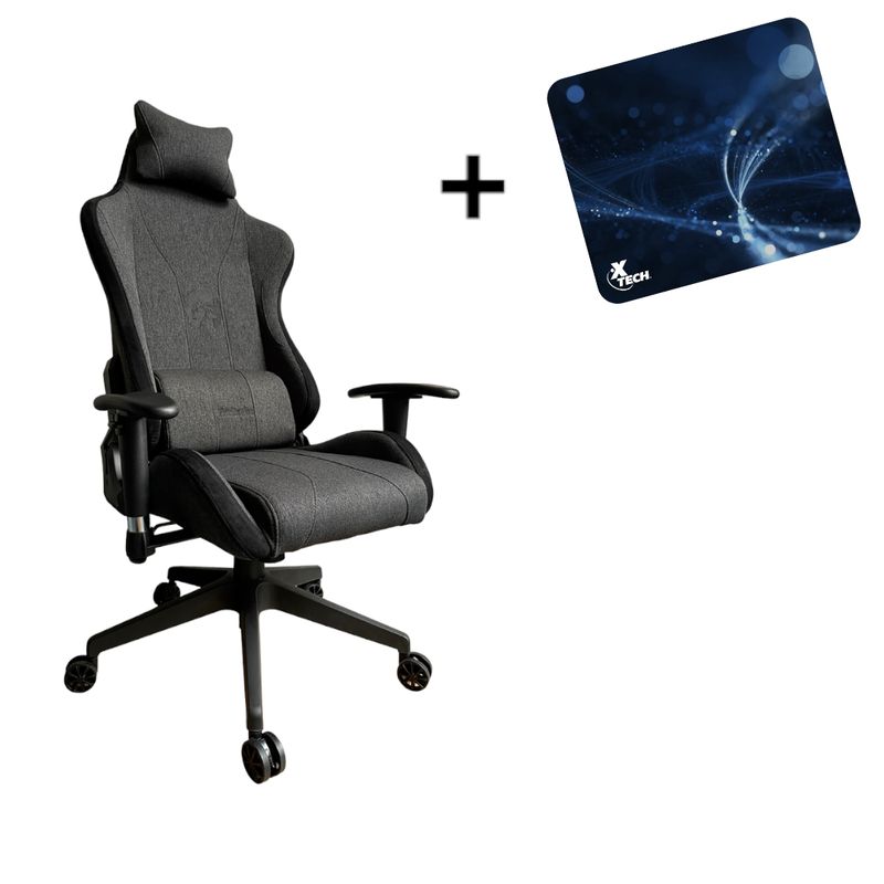 GENERICO - SILLA GAMER GRIS RECLINABLE EN PAÑO PRO GIRATORIA HIROTO