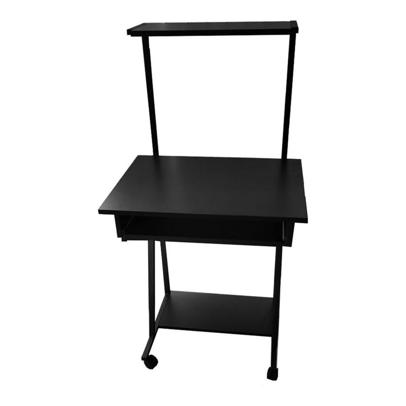 GENERICO - Escritorio estudiantil para computador pc madera negro rodachines